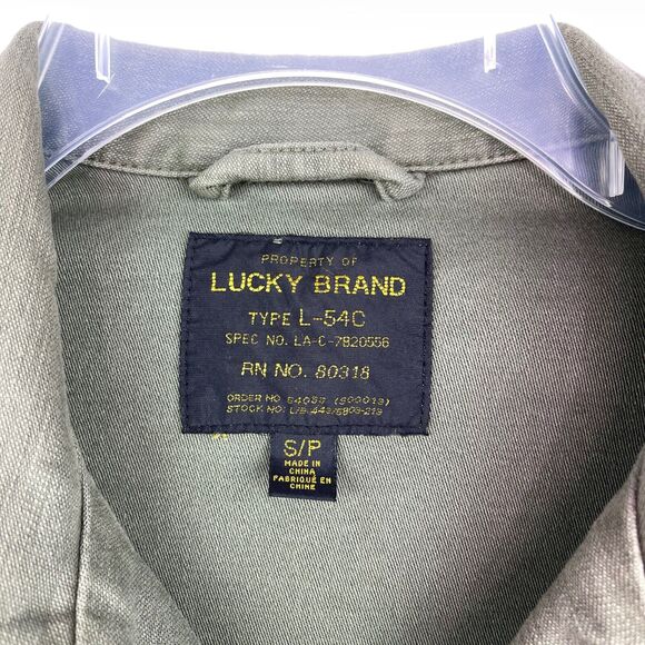 Lucky Brand Green Military Button Down Jacket Type L-54C California Men's Sz S - Picture 3 of 9